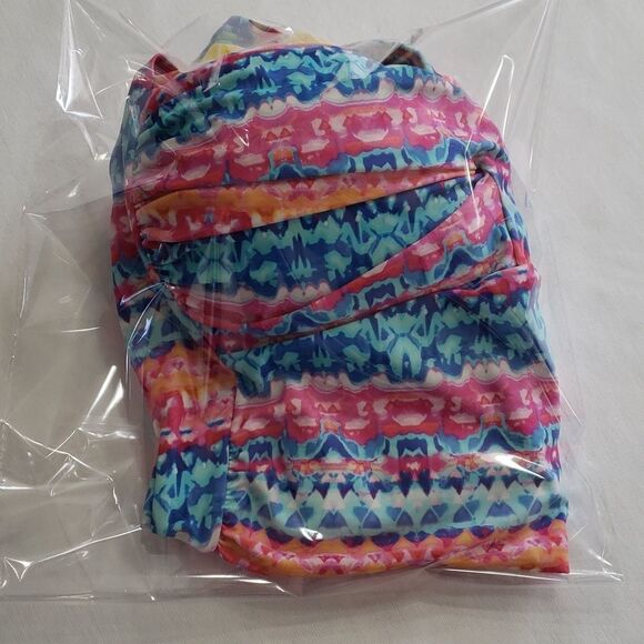 Emerald Bay Multicolored Twist-Front Side Ruched One Piece Swimsuit Size 12 - Picture 13 of 13